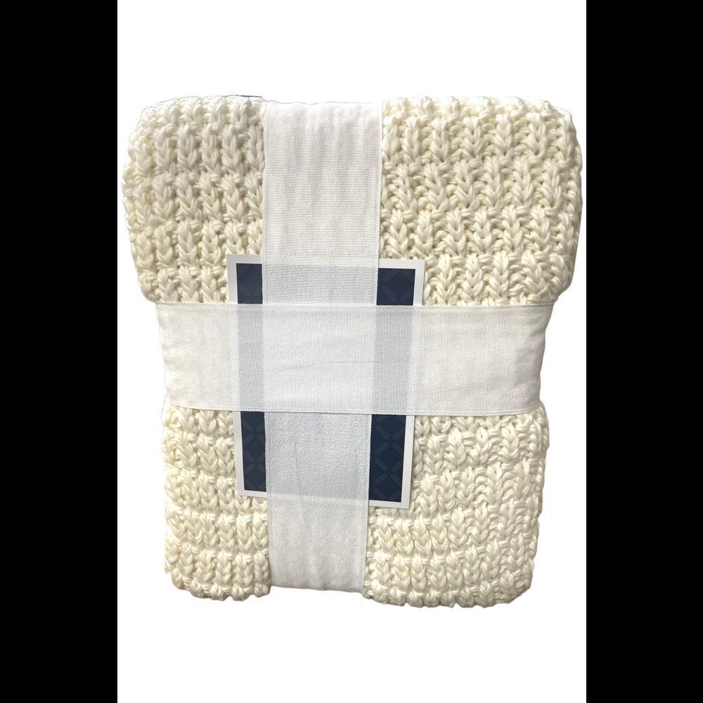 Home Reflections 60x70 Seed Stitch Knit Throw Ivory